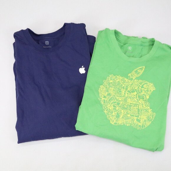 Lot Apple Store Employee Uniform T-Shirt S Logo Blue Green Short Sleeve Cotton 2 - Picture 1 of 7